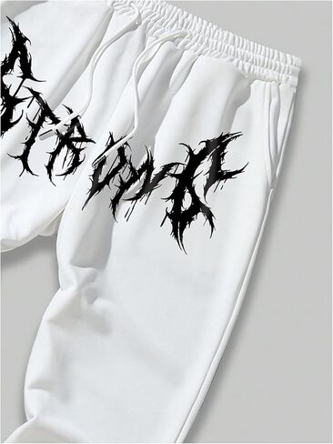 WDIRARA Men's Floral Letter Graphic Print Drawstring Waist Tie Front Sweatpants in Kuwait