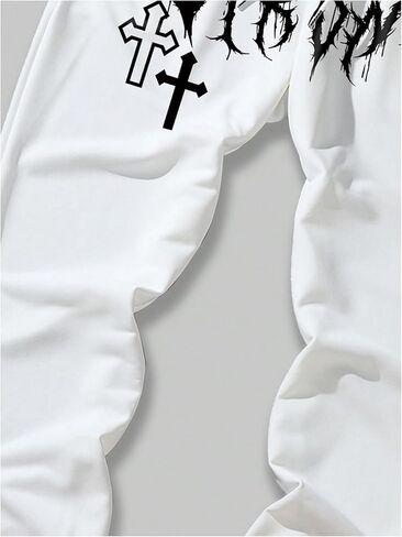 WDIRARA Men's Floral Letter Graphic Print Drawstring Waist Tie Front Sweatpants in Kuwait