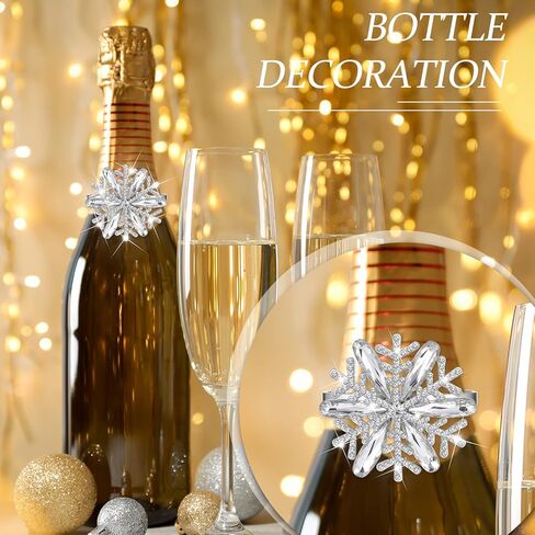 عيد الميلاد منديل الدائري ندفة الثلج حلقات منديل حامل مشبك حجر الراين كريستال المعادن منديل الدائري عيد الميلاد الفضة منديل الدائري لعيد الميلاد الزفاف عشاء الجدول الديكور (نمط رائع، 6 قطع) in Kuwait