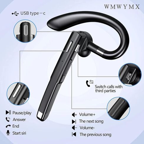 Bluetooth Headset, Bluetooth Wireless Earpiece with mic Trucker Headset for Phone Case Office Phones with Built-in Microphone Manos Libres Noise Cancelling in Saudi Arabia