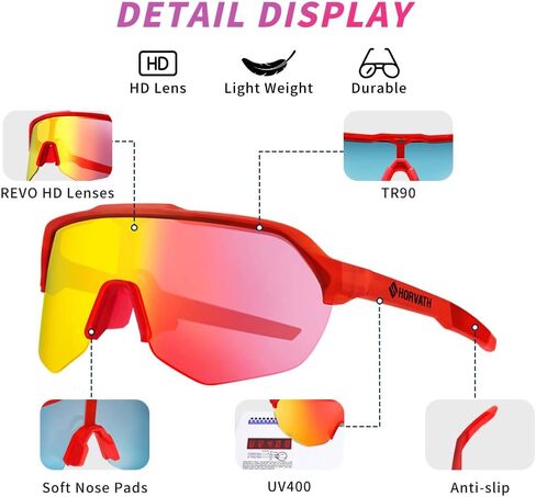HD Cycling Sunglasses, Sports Glasses UV400 for Men Women Adult Cycling Running Fishing TR90 Extra Clear Lens in Saudi Arabia
