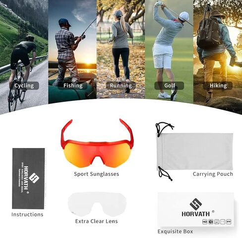 HD Cycling Sunglasses, Sports Glasses UV400 for Men Women Adult Cycling Running Fishing TR90 Extra Clear Lens in Saudi Arabia