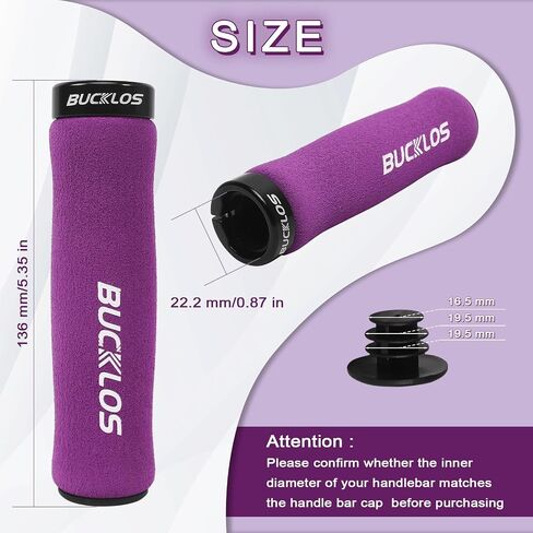 BUCKLOS Single Lock on Bike Handlebar Grips - Bicycle Foam Sponge Handle Bar Anti-Slip Comfortable Shock-Absorbing Mountain Bike Grips for MTB, BMX, Scooter, Beach Cruiser, Folding Bike in Saudi Arabia