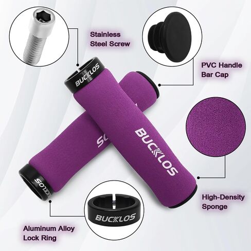 BUCKLOS Single Lock on Bike Handlebar Grips - Bicycle Foam Sponge Handle Bar Anti-Slip Comfortable Shock-Absorbing Mountain Bike Grips for MTB, BMX, Scooter, Beach Cruiser, Folding Bike in Saudi Arabia