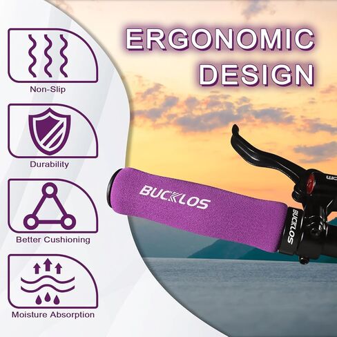 BUCKLOS Single Lock on Bike Handlebar Grips - Bicycle Foam Sponge Handle Bar Anti-Slip Comfortable Shock-Absorbing Mountain Bike Grips for MTB, BMX, Scooter, Beach Cruiser, Folding Bike in Saudi Arabia