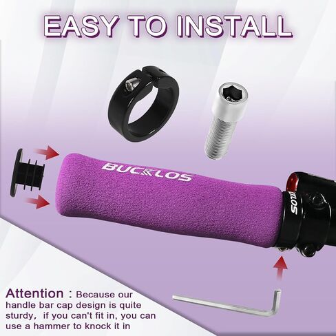 BUCKLOS Single Lock on Bike Handlebar Grips - Bicycle Foam Sponge Handle Bar Anti-Slip Comfortable Shock-Absorbing Mountain Bike Grips for MTB, BMX, Scooter, Beach Cruiser, Folding Bike in Saudi Arabia