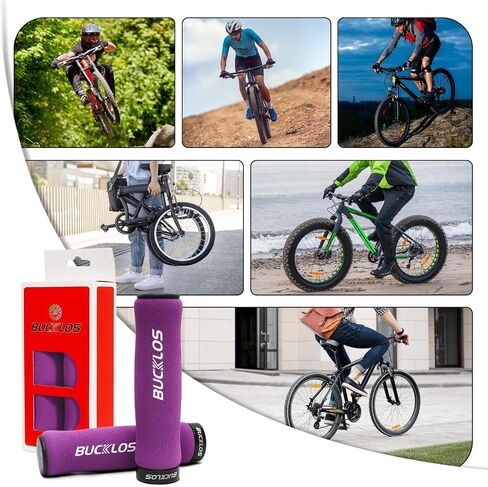 BUCKLOS Single Lock on Bike Handlebar Grips - Bicycle Foam Sponge Handle Bar Anti-Slip Comfortable Shock-Absorbing Mountain Bike Grips for MTB, BMX, Scooter, Beach Cruiser, Folding Bike in Saudi Arabia