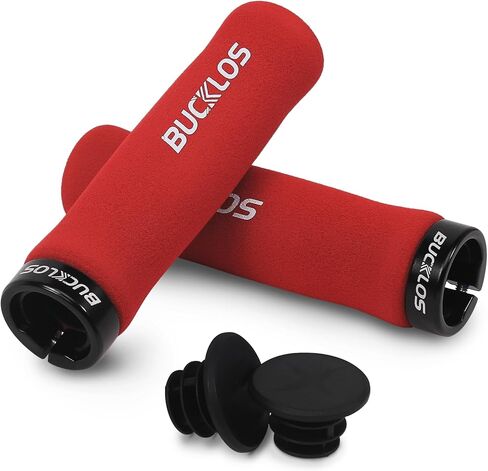 BUCKLOS Single Lock on Bike Handlebar Grips - Bicycle Foam Sponge Handle Bar Anti-Slip Comfortable Shock-Absorbing Mountain Bike Grips for MTB, BMX, Scooter, Beach Cruiser, Folding Bike in Saudi Arabia
