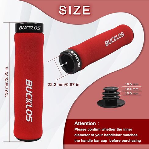 BUCKLOS Single Lock on Bike Handlebar Grips - Bicycle Foam Sponge Handle Bar Anti-Slip Comfortable Shock-Absorbing Mountain Bike Grips for MTB, BMX, Scooter, Beach Cruiser, Folding Bike in Saudi Arabia