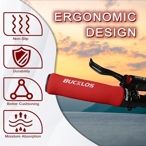 BUCKLOS Single Lock on Bike Handlebar Grips - Bicycle Foam Sponge Handle Bar Anti-Slip Comfortable Shock-Absorbing Mountain Bike Grips for MTB, BMX, Scooter, Beach Cruiser, Folding Bike in Saudi Arabia