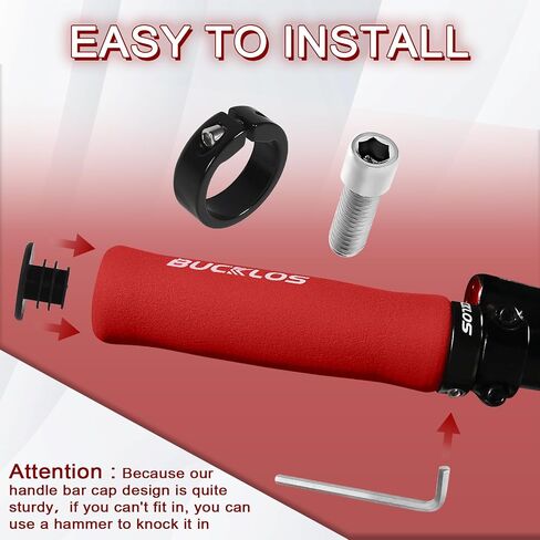 BUCKLOS Single Lock on Bike Handlebar Grips - Bicycle Foam Sponge Handle Bar Anti-Slip Comfortable Shock-Absorbing Mountain Bike Grips for MTB, BMX, Scooter, Beach Cruiser, Folding Bike in Saudi Arabia