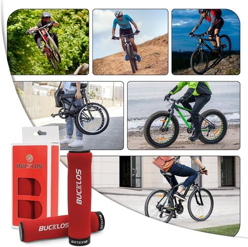 BUCKLOS Single Lock on Bike Handlebar Grips - Bicycle Foam Sponge Handle Bar Anti-Slip Comfortable Shock-Absorbing Mountain Bike Grips for MTB, BMX, Scooter, Beach Cruiser, Folding Bike in Saudi Arabia