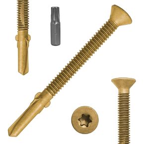 #14 x 2-3/4" Trailer Deck Screws, Self-Drilling Wood to Metal Screws, 181Pcs T30 Star Bits Reamer Tek Screws for Trailers Flatbeds, Self Tapping Screws Torx Screw Head for Metal by MCCKLE