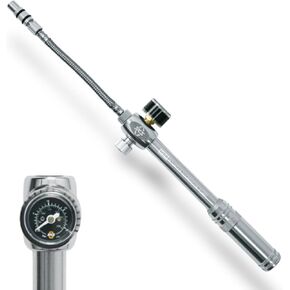 SKS GERMANY MSP Dämpferpumpe (Mountain Suspension Pump), Luftpumpe Fahrrad (Fahrradpumpe mit abschraubbarem Stahlflexschlauch, Druck max.: 20 bar / 290 PSI, Ventilanschluss: AV), Silber, 10 x 3 x 3 cm