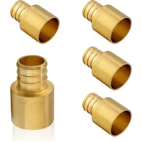 (10-Pack) PEX Fittings, Pex 3/4"x1/2" Female Sweat Copper Adapter, Brass Crimp Fittings, for PEX Tubing Pipe Plumbing, ASTM F1807