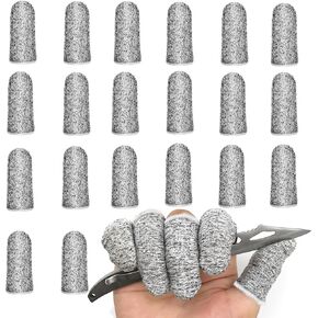 20Pcs Finger Cots Cut Resistant Protector, Cut Resistant Finger Protectors Reusable Finger Cover Anti-Cut Finger Sleeve, Non Slip Thumb Protector for Work Kitchen Garden Sculpture Grinding