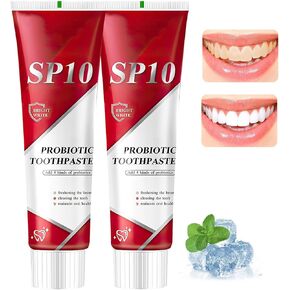 معجون أسنان بروبيوتيك SP10، معجون أسنان تبييض فائق Sp-10، معجون أسنان Sp 10، معجون أسنان بروبيوتيك لإزالة البقع Sp10، نفس منعش، معجون أسنان بروبيوتيك، معجون أسنان للعناية بالتنظيف العميق (قطعتان) in Kuwait