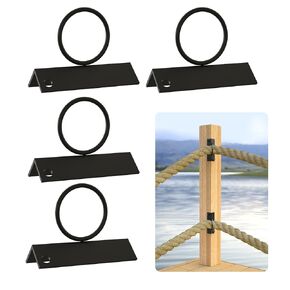 5Pack 2inch Rope Support Holder Drop Ring Brackets Stainless Steel Decorative for Hemp Rope Fencing Stair Deck Railing Ceiling Hook