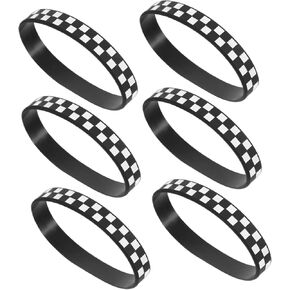 12pcs Checkered Wristband Plaid Pattern Bracelets for Racing Theme Party Unisex Sports Wristbands for Men and Women