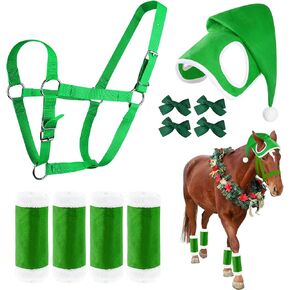 Christmas Horse Costume Christmas Horse Hat Horse Santa Leg Wraps Santa Horse Halter and Bow Ties Horse Accessory