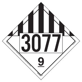 3077 Placard, Class 9 Miscellaneous 25-pk. - 10.75" x 10.75" Permanent Self Adhesive Vinyl - J. J. Keller & Associates - Complies with DOT Hazmat Placard Requirements