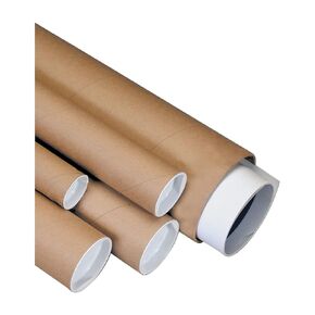 Aviditi White Mailing Tubes with Caps, 1 1/2" x 6", Pack of 50, for Shipping, Storing, Mailing, and Protecting Documents, Blueprints and Posters