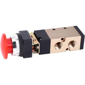 MV-10A Pneumatic Mechanical Valve 2 Position 5 Way Spring Return Push Button 1/4In PT Reversing Valve Spring Compressor Momentary Air Valve Push Button Pneumatic Control Mechanical Valve