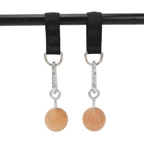 1 Pair Pull Up Ball Grip, Wooden Nonslip Rock Climbing Holds Training Ball Grip Strength Trainer Pull Up Power Ball for Chin Up Kettlebell Barbell Home Gym
