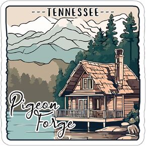 Pigeon Forge Tennessee Sticker Travel Outdoors Decal Vinyl Small Waterproof for Water Bottle Mug Passport Book Scrapbook Notebook Laptop Tumbler Skateboard Computer Phone Size 4" Funny Gift ID44990