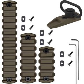 Gotical Combo of 4 Slots & 7 Slots M-Lock Rail Picatinny Rail Section Adapter Super Value Pack M-Lock with Set of Screws ML0K Picatinny Accessory Rail (TAN/FDE)