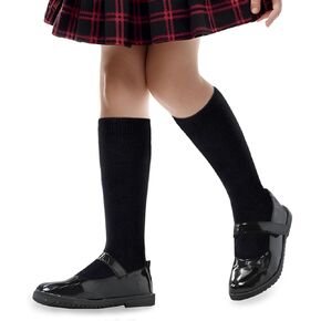 Lusofie 2 Pairs Black Knee High Socks for Girls 4-8 years Old Mid-Calf School Uniform Socks Long Socks Soft Porosity Kids Soccer Socks ，Toddler Soccer Socks 39cm Knee Highs for Toddler Girls