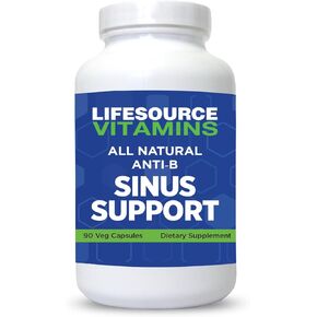 LifeSourceVitamins All Natural Anti-B Sinus Support – 14 All Natural Ingredients - 90 Capsules - Proprietary Formula