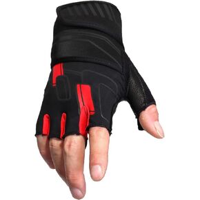 Smilodon Workout Gloves Men Women Fingerless Genuine Leather Weight Lifting Gloves with Wrist Support Padded Palm Protection for Gym Exercise Fitness Training Lifts Breathable