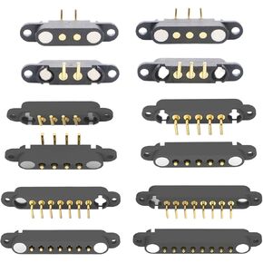 2 Pair Magnetic Bend Pogo Pin Connector with Location Hole, 2/3/4/5/7/8Pin 2A Pogopin Magnetic Connector Male+Female 2.54MM Through Holes Spring Loaded Connectors DC Charge Power Socket (2Pin)
