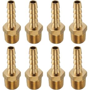 HARFINGTON Brass Barbed Fitting 1/4" NPT Male to 5/16" Hose ID for Home Brew Pipe Fitting Direct Thread Tower Connector Durable Construction