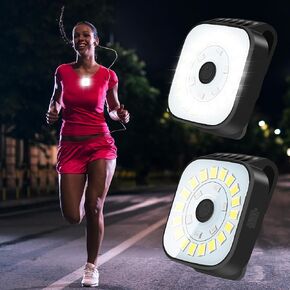2 Pack Running Lights for Runners - Dog Walking Light at Night, 12 LED Clip On Flashlight for Night Safety, High Brightness Chest Light Jogging Gear for Men Women