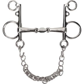 Stainless Steel Pelham Bit, Cow Horse Bit Horse Mouth Snaffle Bit with Chain, Horse Bit Copper Rollers for Horse, Equestrian Supplies