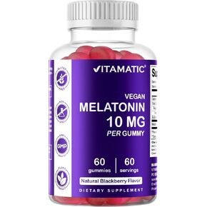 Vitamatic Melatonin 10mg per Gummy - 60 Servings - 60 Vegetarian Gummies - Non-Habit Forming Supplement