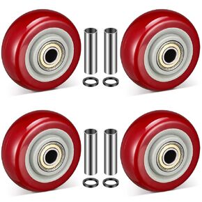 4 Pcs Push Cart Wheels 3 Inch PU Caster Wheels Bearings Repair Kits Heavy Duty Swivel Casters Plate Casters Shelf Replacement Wheels for Platform Trucks up to 286 LBS/ 130 KG