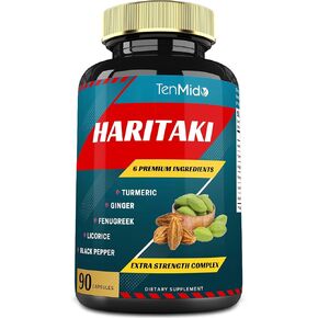 Haritaki Supplements Extract Capsules 5150mg with Turmeric, Ginger, Fenugreek, Licorice, Black Pepper | Nourishes, Rejuvenates Body, 3 Months Supply