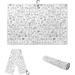 Golf Towel Printed Funny Golf Towels Golf Towels for Golf Bags with Clip Golf Gifts for Men Husband Boyfriend Golf Accessories (A(21" L x 16" W))
