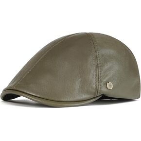VOBOOM Lambskin Leather Ivy Caps Newsboy Hat 6 Panel Cabbie Beret Hat