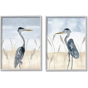 Stupell Industries Egret Sea Birds Grazing Beach Sand Seagrass, Design by Lucille Price