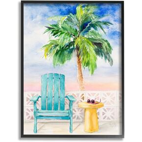 Stupell Industries Tropical Beach Chair Palm Tree Seaside Painting, Design by Lanie Loreth