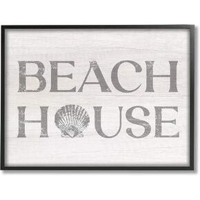 Stupell Industries Beach House Text Vintage Clam Seashell Motif، تصميم بواسطة Lil' Rue