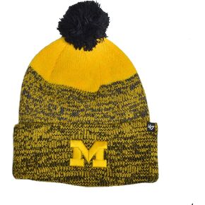 47 Michigan Wolverines Navy Cuff Freeze Beanie Hat with Pom Pom - NCAA Premium Cuffed Knit Hat