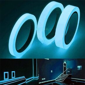 3Pcs Blue Glow in The Dark Tape,Safety Signs and Signals Glow in The Dark Tape,9.8 inch Fluorescent Spike Sticker, Self-Adhesive Luminous Tapes Safety Warning Tapes,Blue Tape