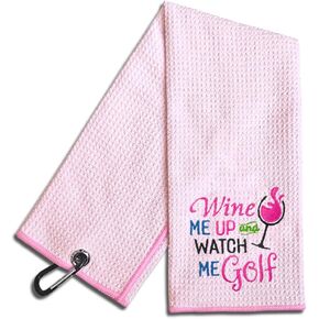 Watch Me Golf Embroidered Pink Golf Towel, Funny Golf Towel for Golf Bag with Clip, Female Golfer Gifts, Golf Gifts for Women Golfer Golf Lover, Woman Golf Towel, Golf Accessories for Women