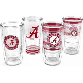 Tervis Alabama Crimson Tide - Assorted Made in USA Double Walled Insulated Tumbler Travel Cup Keeps Drinks Cold & Hot, 16oz 4pk, Classic