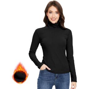 Women‘s Thermal Shirts Turtleneck Double-Sided Fleece Base Layer Lightweight Long Sleeve Thermal Underwear Tops
